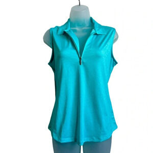 Women’s Greg Norman Heathered Zip Polo, Golf/Performance Wear, Size Medium